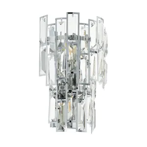 Calmeilles 3 Light Chrome and Crystal Classic Feature Wall Light