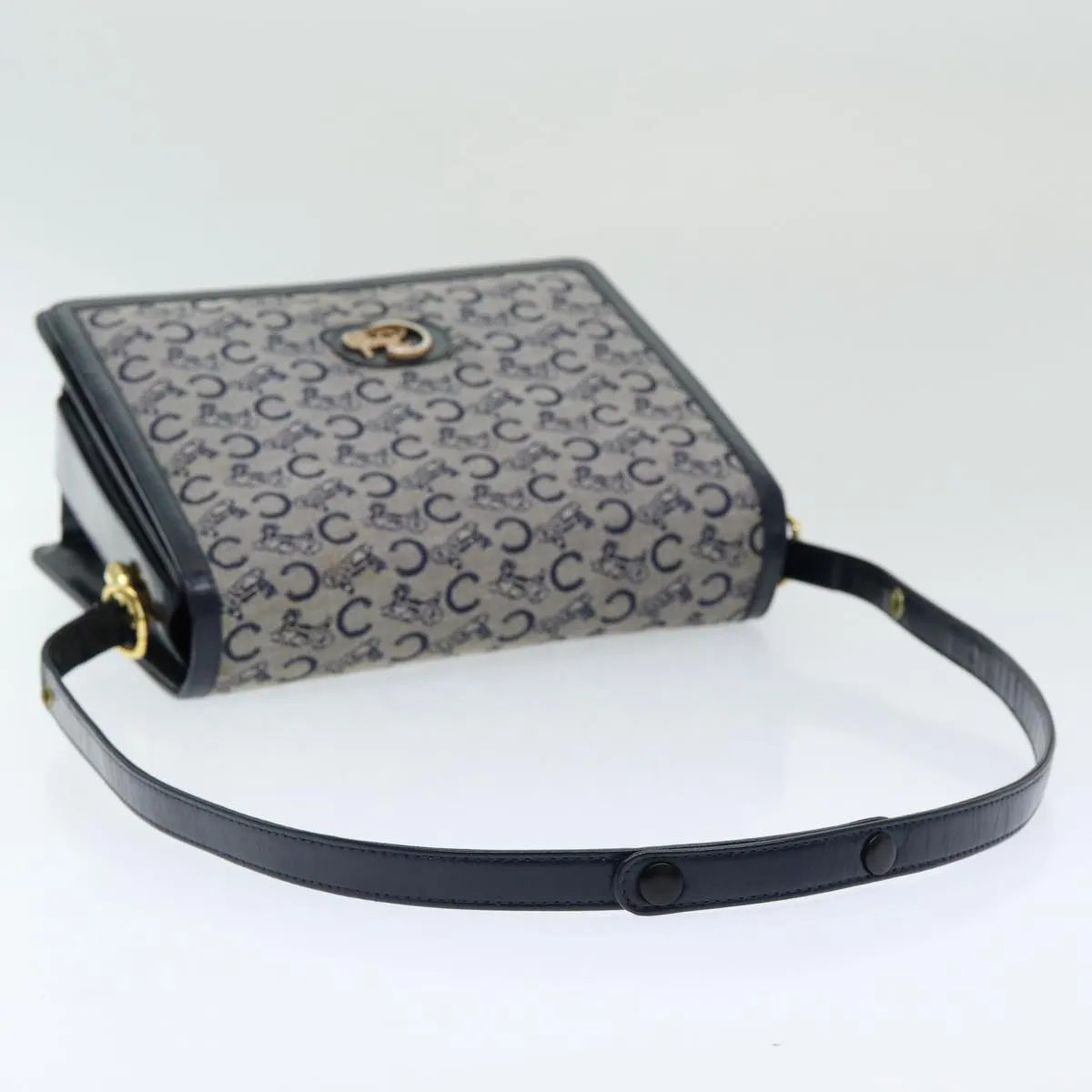 CELINE C Sulky Shoulder Bag Canvas Navy Auth ar12162