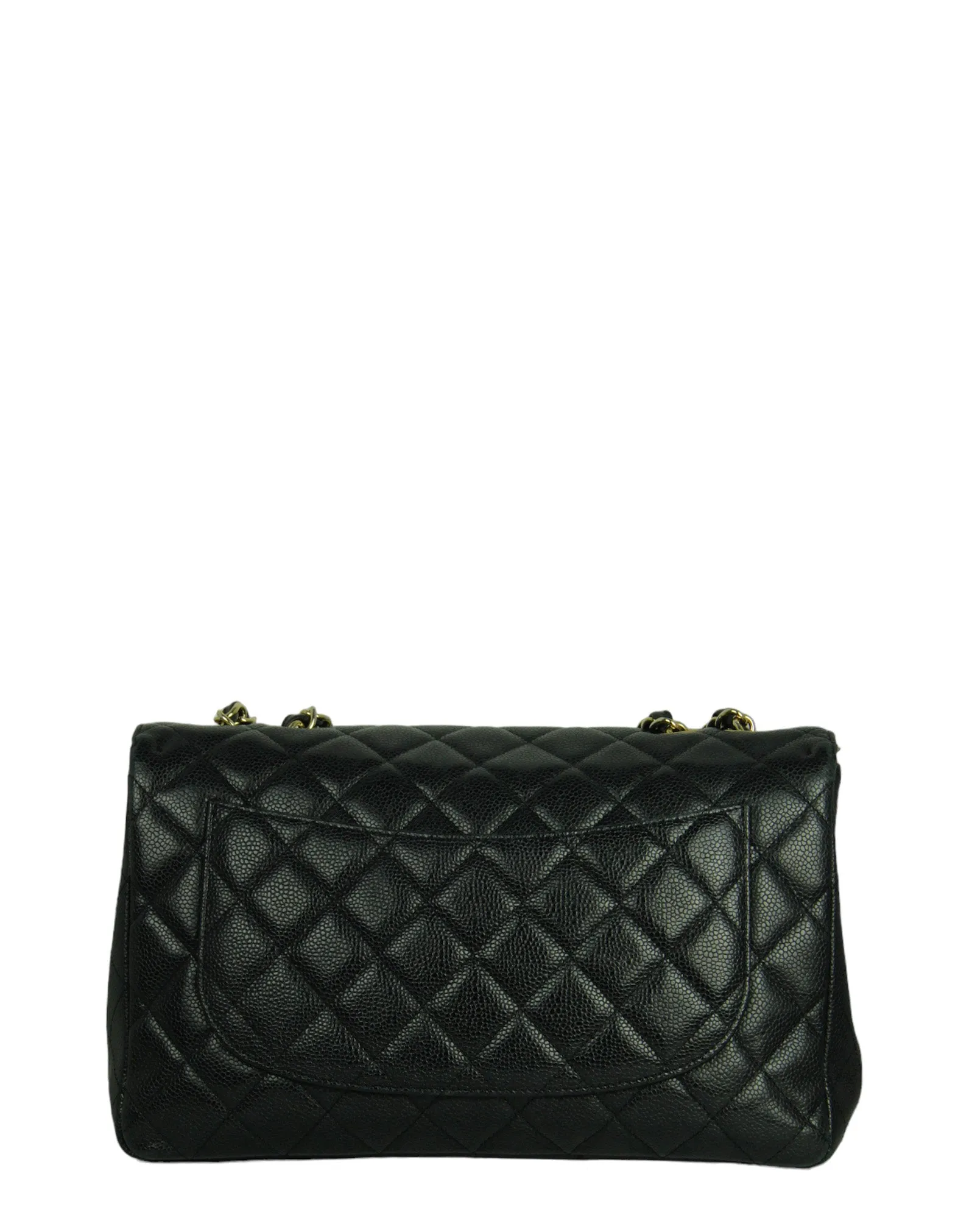 Chanel Black Caviar Leather Single Flap Jumbo Classic Bag