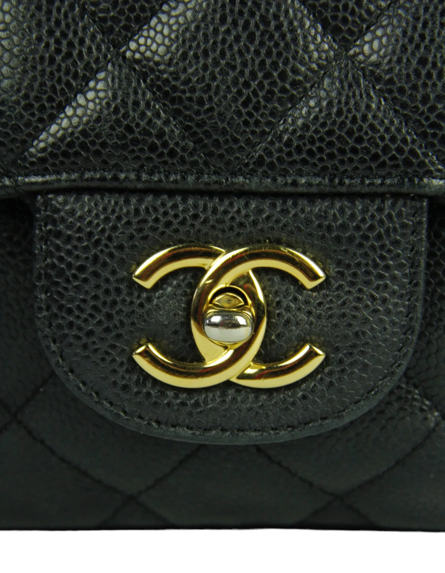 Chanel Black Caviar Leather Single Flap Jumbo Classic Bag