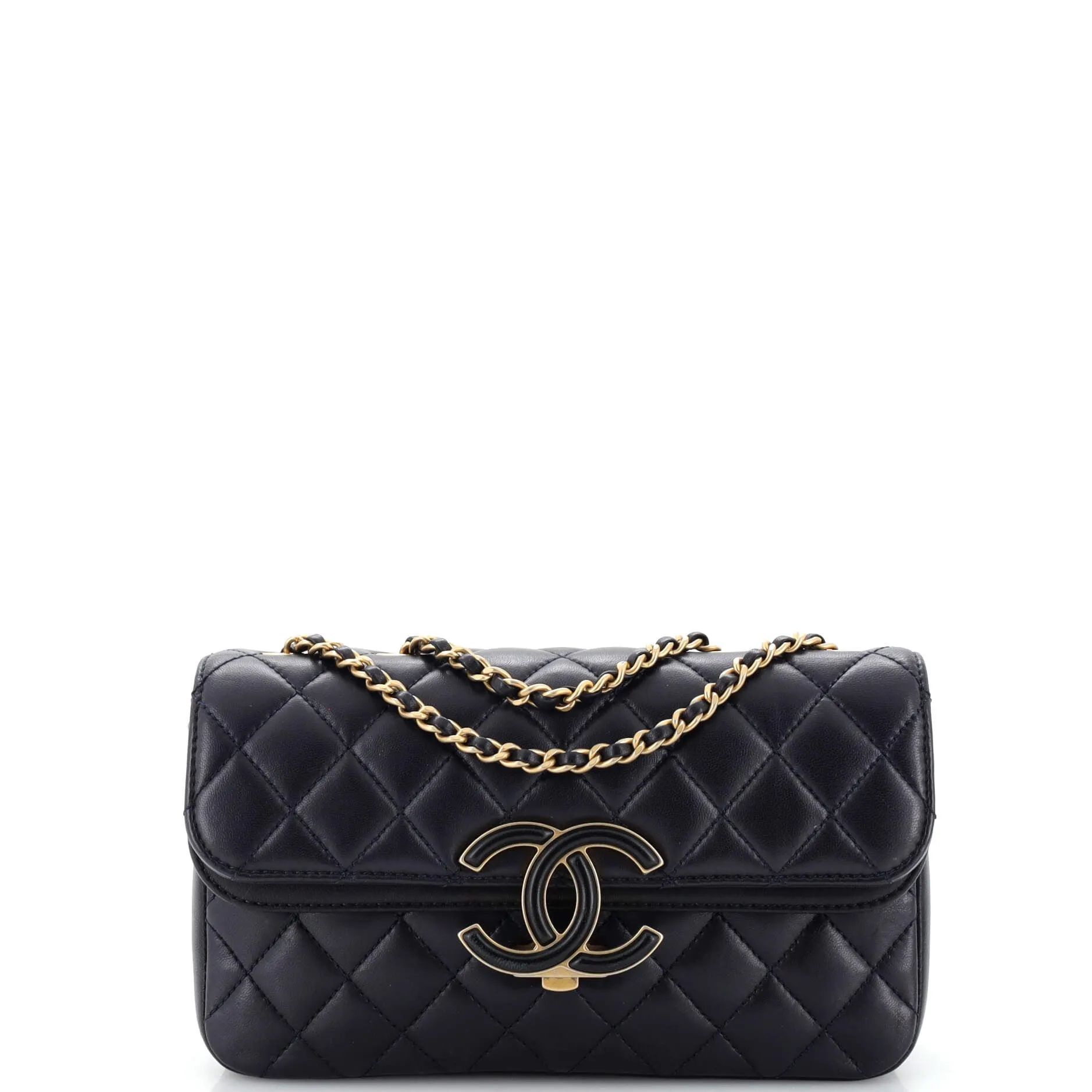 CHANEL CC Chic Double Flap Bag Quilted Lambskin Small