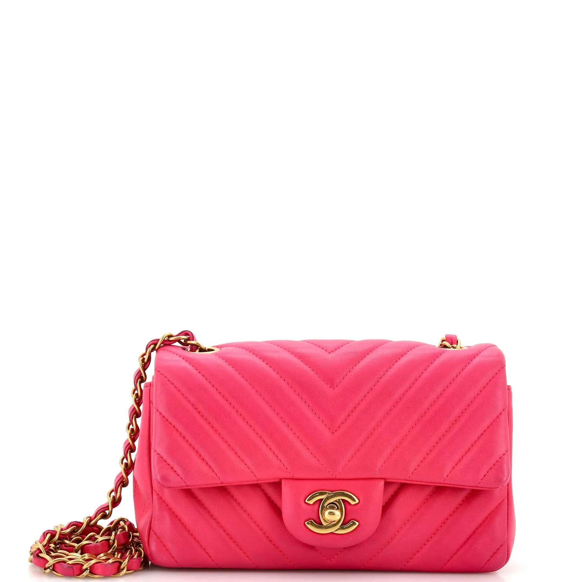 CHANEL Classic Single Flap Bag Chevron Lambskin Mini