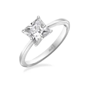 Classic Silver Rhodium Plated 6x6 mm Princess Cut CZ Solitaire Ring