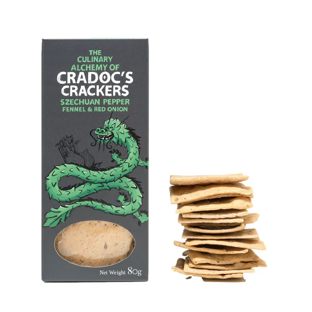 Cradoc's 80g Szechuan Peppercorn, Fennel & Red Onion Crackers