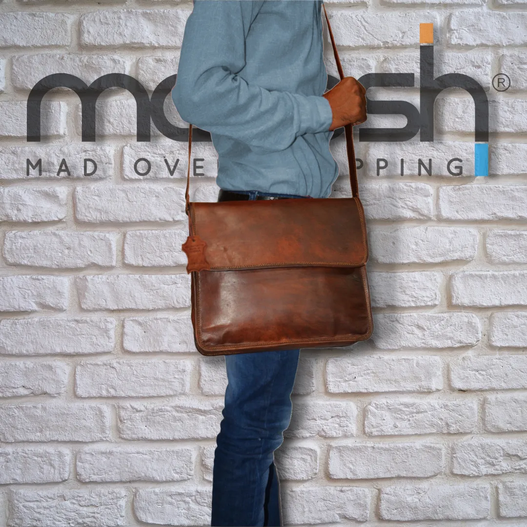 Crossbody Laptop Brown Leather Shoulder Bag