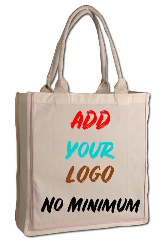 CUSTOM FANCY HANDLE 100% COTTON TOTE BAG