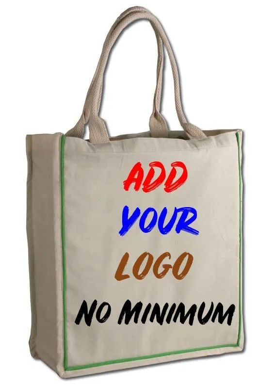 CUSTOM FANCY HANDLE 100% COTTON TOTE BAG