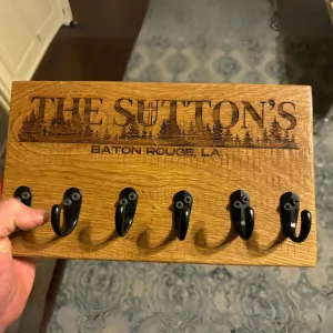 Custom Rustic Oak Keychain Holder for Wall