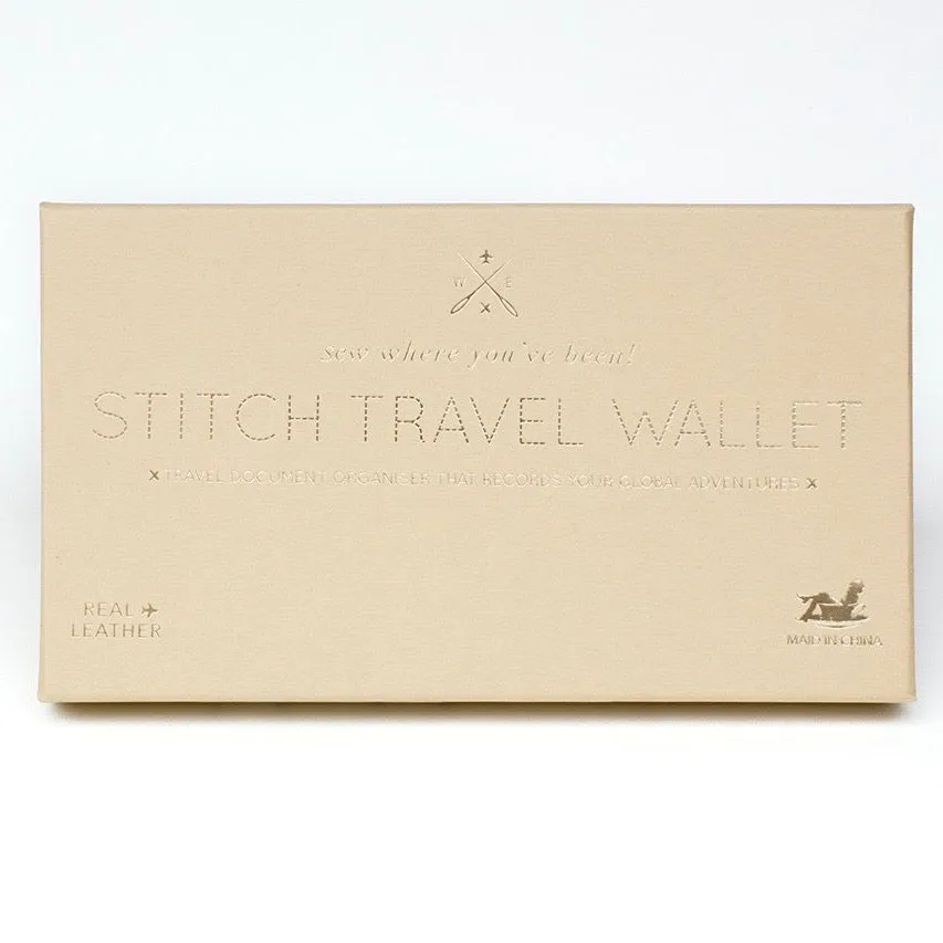 Customisable stitch travel wallet real leather in brown