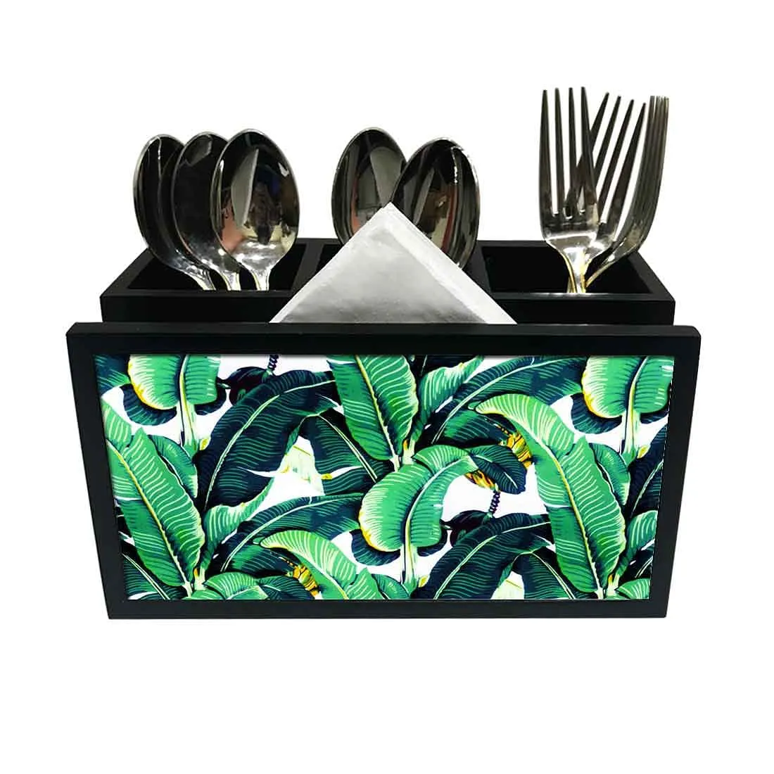 Cutlery Tissue Holder Napkin Stand -  Banana Leaf