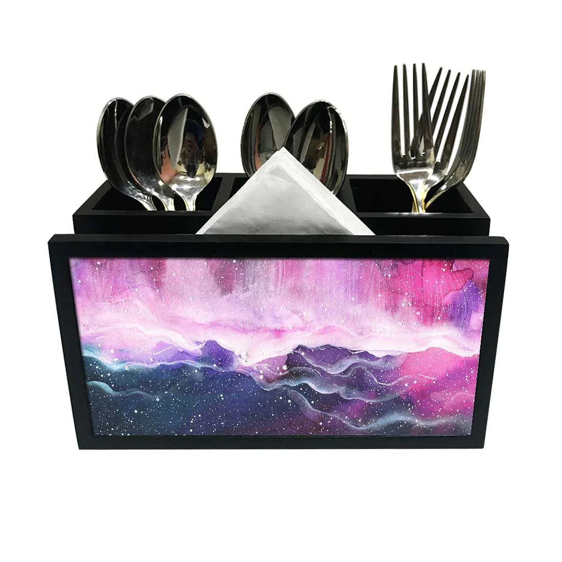 Cutlery Tissue Holder Napkin Stand -  Space Colorful Watercolor