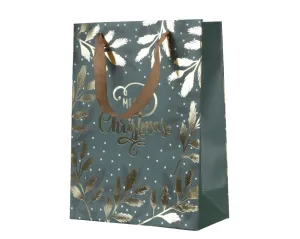 Decoris 32cm Green Merry Christmas Paper Gift Bag