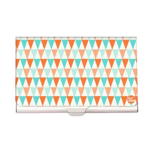 Designer Visiting Card Holder Nutcase -Orange And Mint Triangles