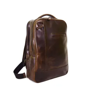 Double compartment backpack in Chocolate Leather