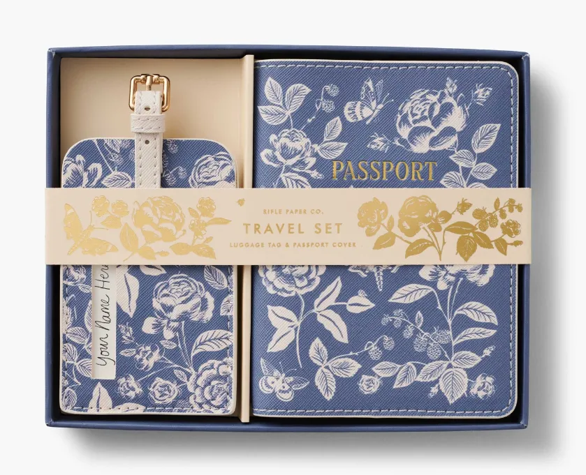 English Rose Passport & Luggage Tag Set