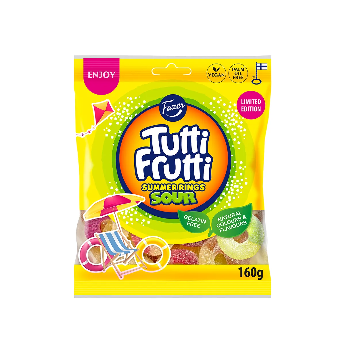 Fazer Tutti Frutti Summer Rings Sour candy bag 160g