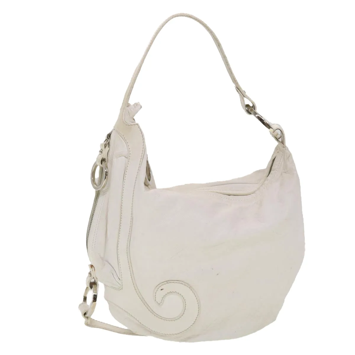 FENDI Shoulder Bag Leather White  am4051