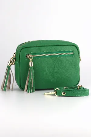 Fleur Crossbody Bag - Bright Green, Pebbled