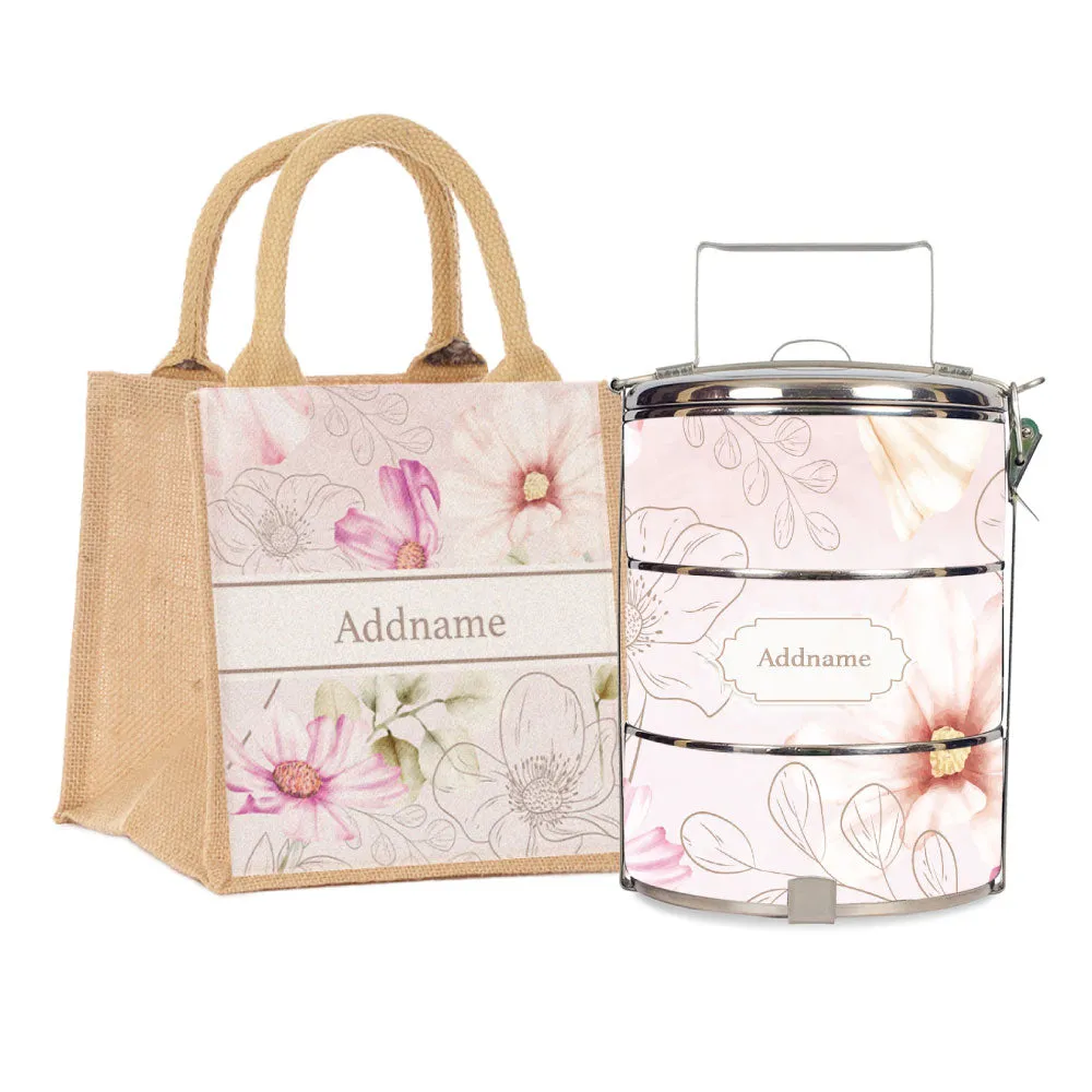 Floral Verse Flora Series 3-Tier Standard Small 12cm Tiffin Carrier [FREE Custom Add Name]