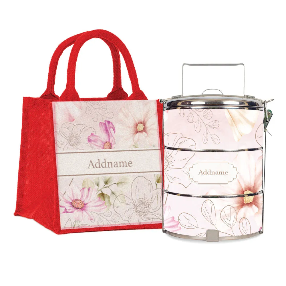 Floral Verse Flora Series 3-Tier Standard Small 12cm Tiffin Carrier [FREE Custom Add Name]