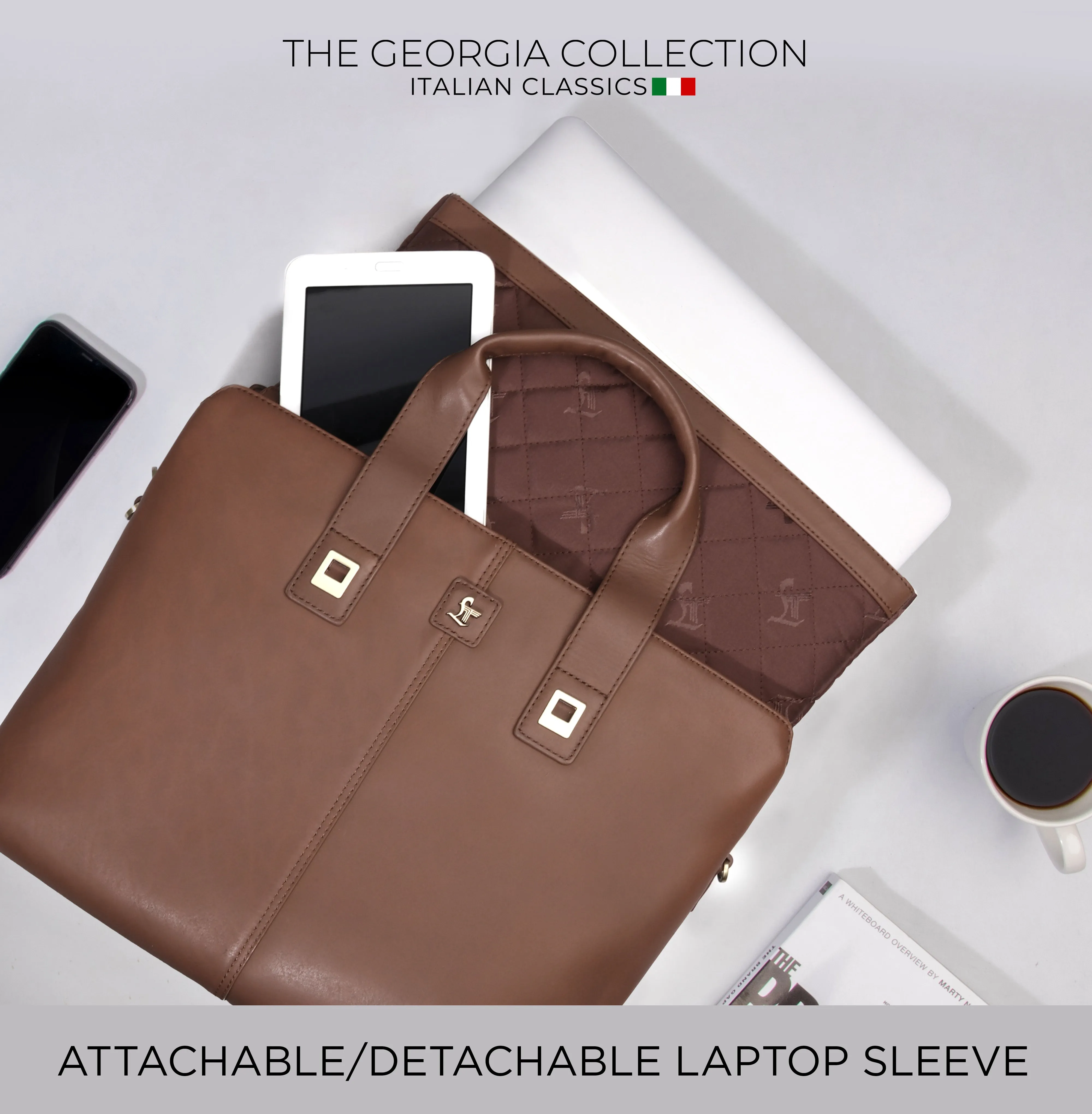 Georgia Collection | Leather Laptop Bag for Women | 100% Genuine Leather | Fits 15.5" laptops