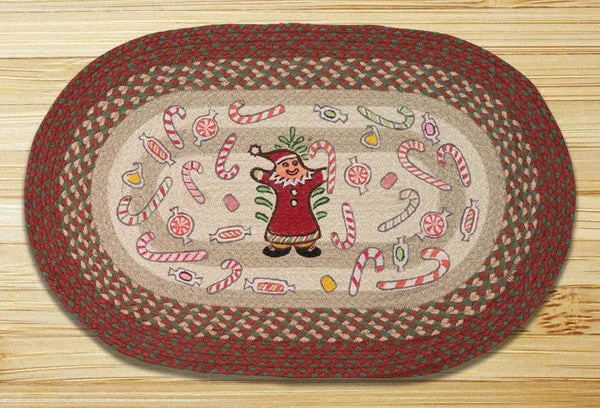 Gingerbread Santa Oval Patch Rug