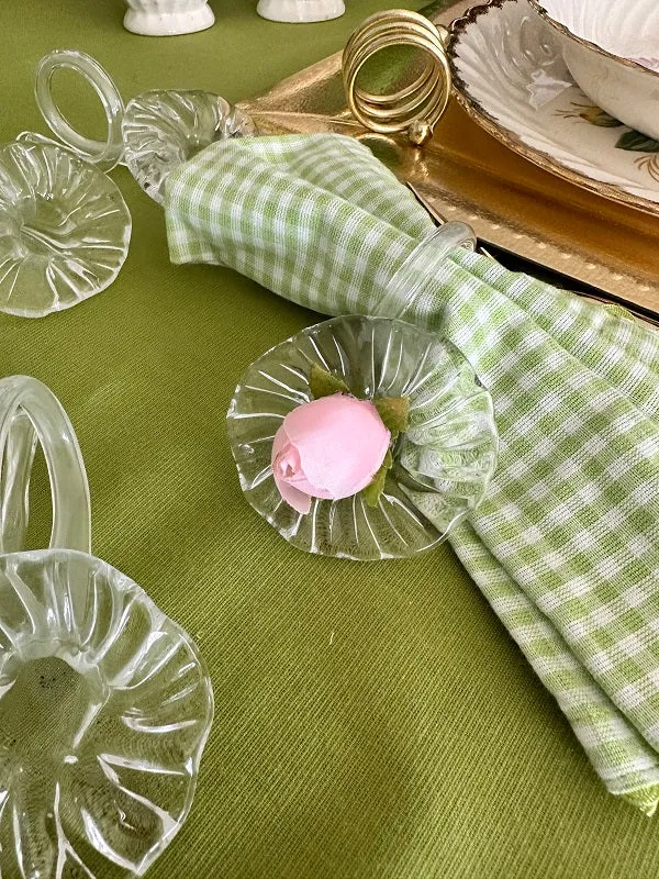 Glass Napkin Rings, Lily Flowers set of 6