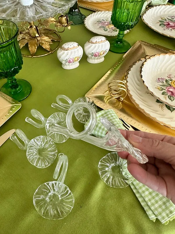 Glass Napkin Rings, Lily Flowers set of 6