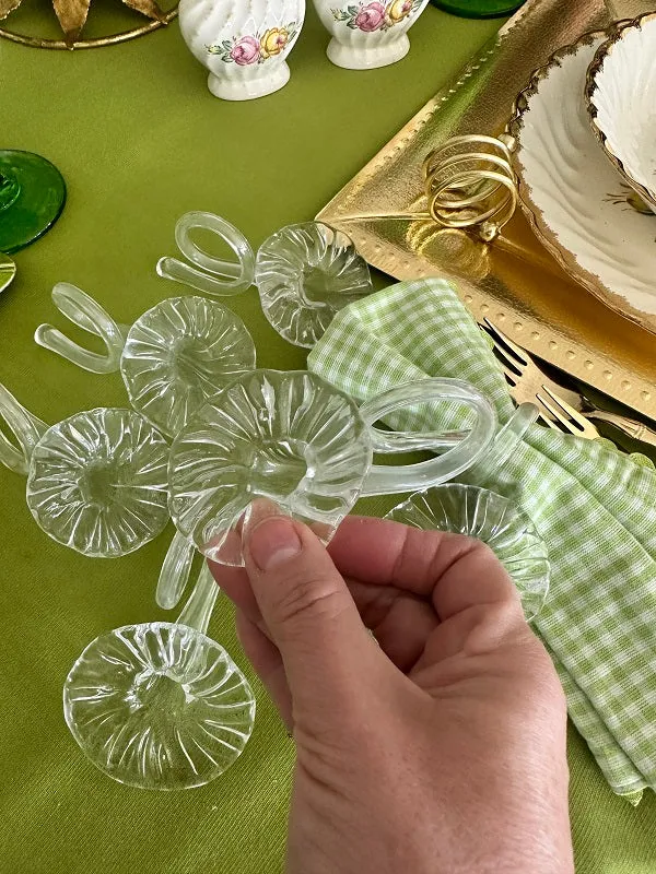 Glass Napkin Rings, Lily Flowers set of 6