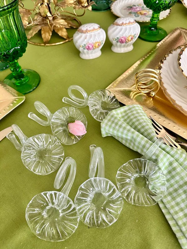 Glass Napkin Rings, Lily Flowers set of 6