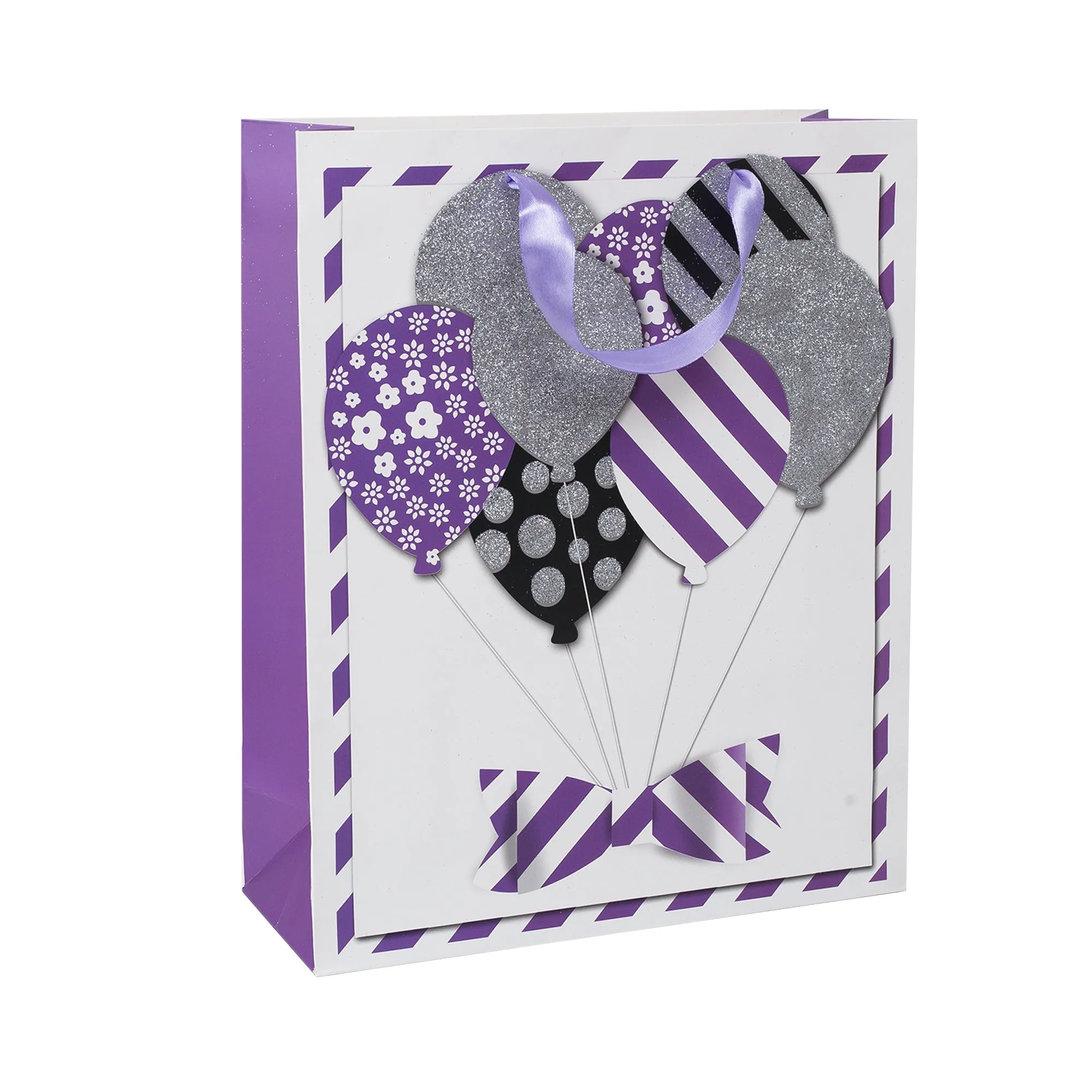 Glittery Heart Balloon Gift Bags - Set Of 4, Assorted Colors