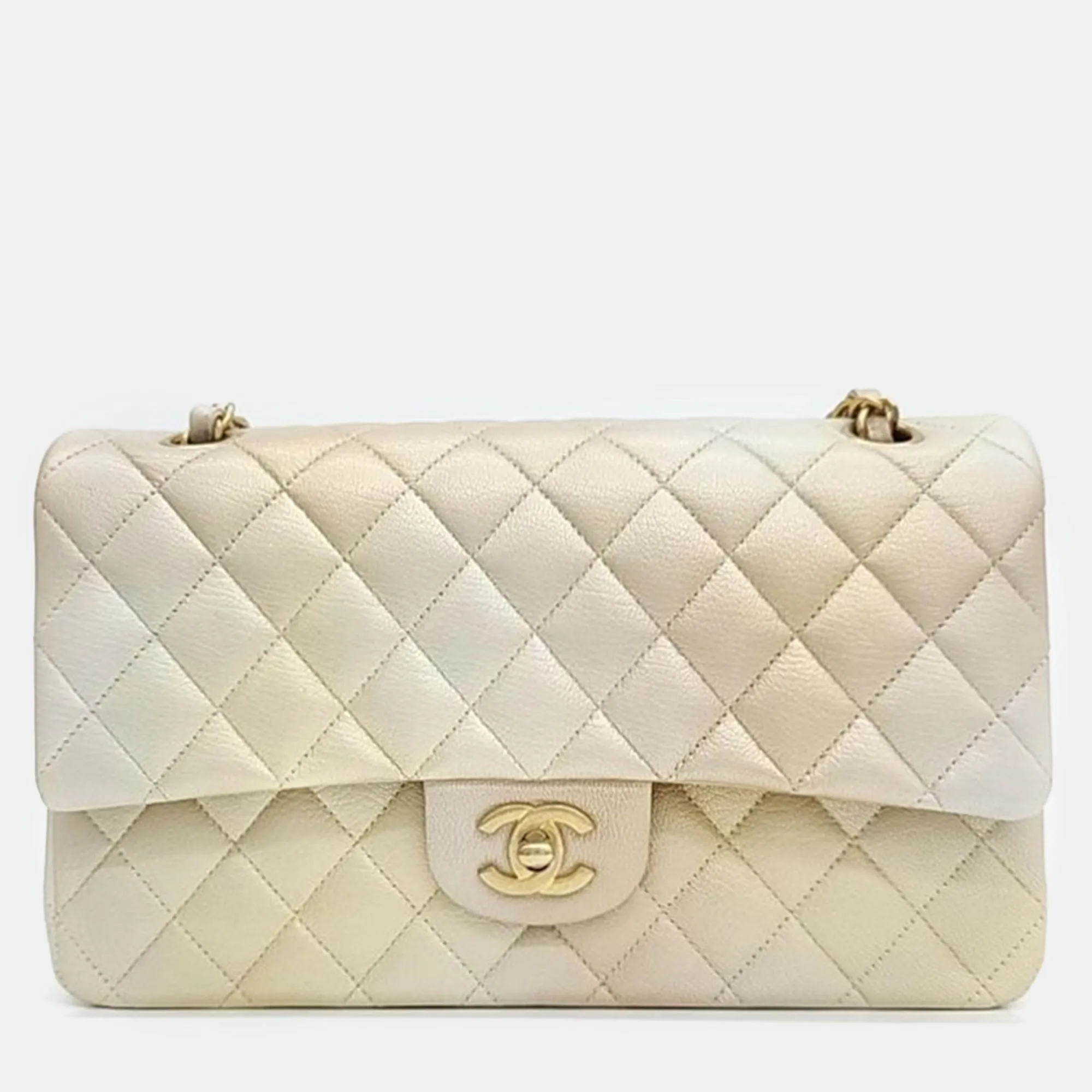 Gold Leather Classic Double Flap Medium Bag