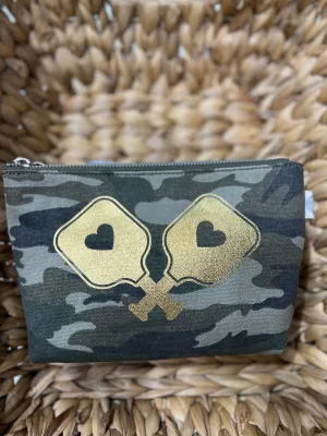 Green Camo Makeup Bag: Pickleball Paddles