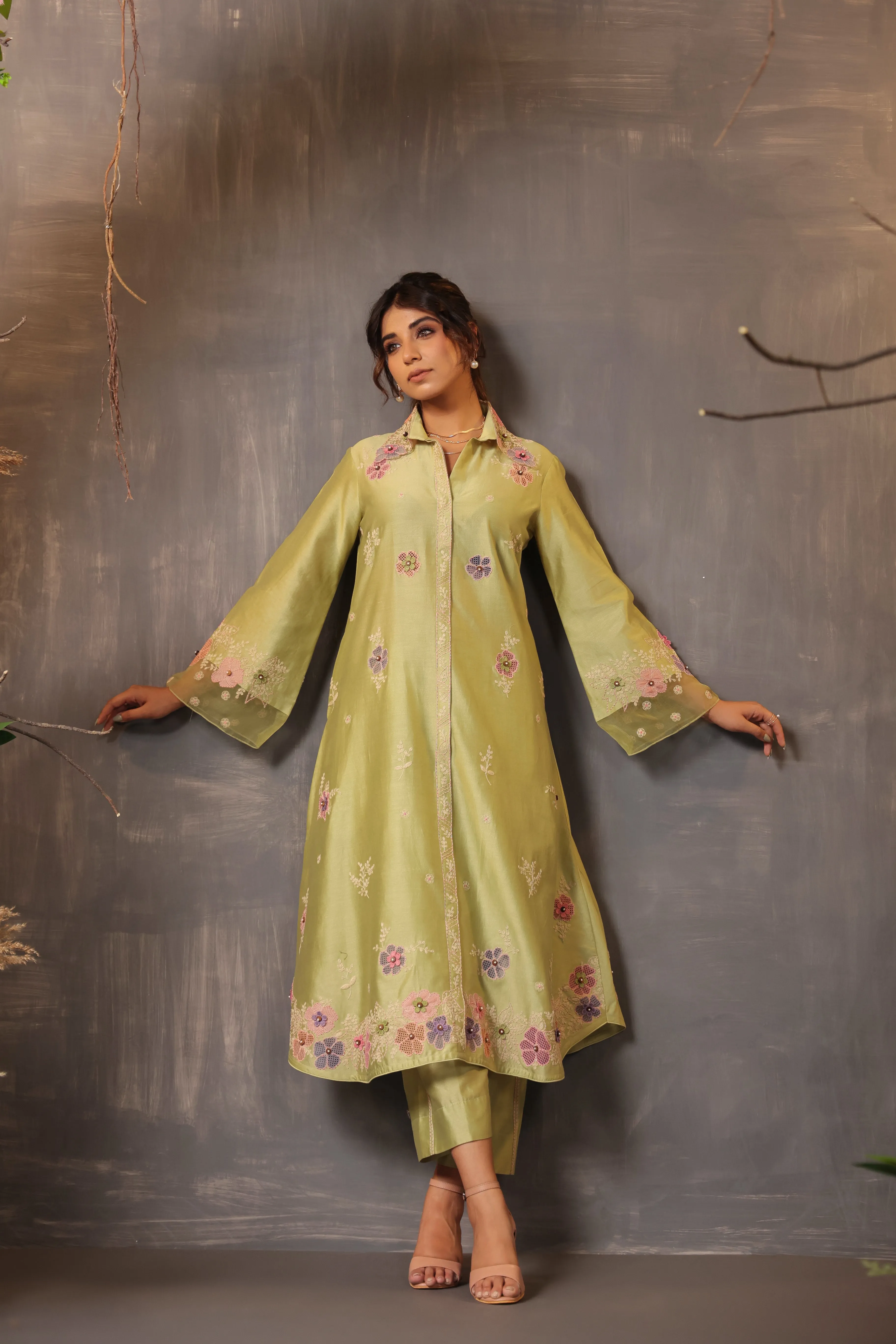 Gulshan Long Co-ord Set Mint Green