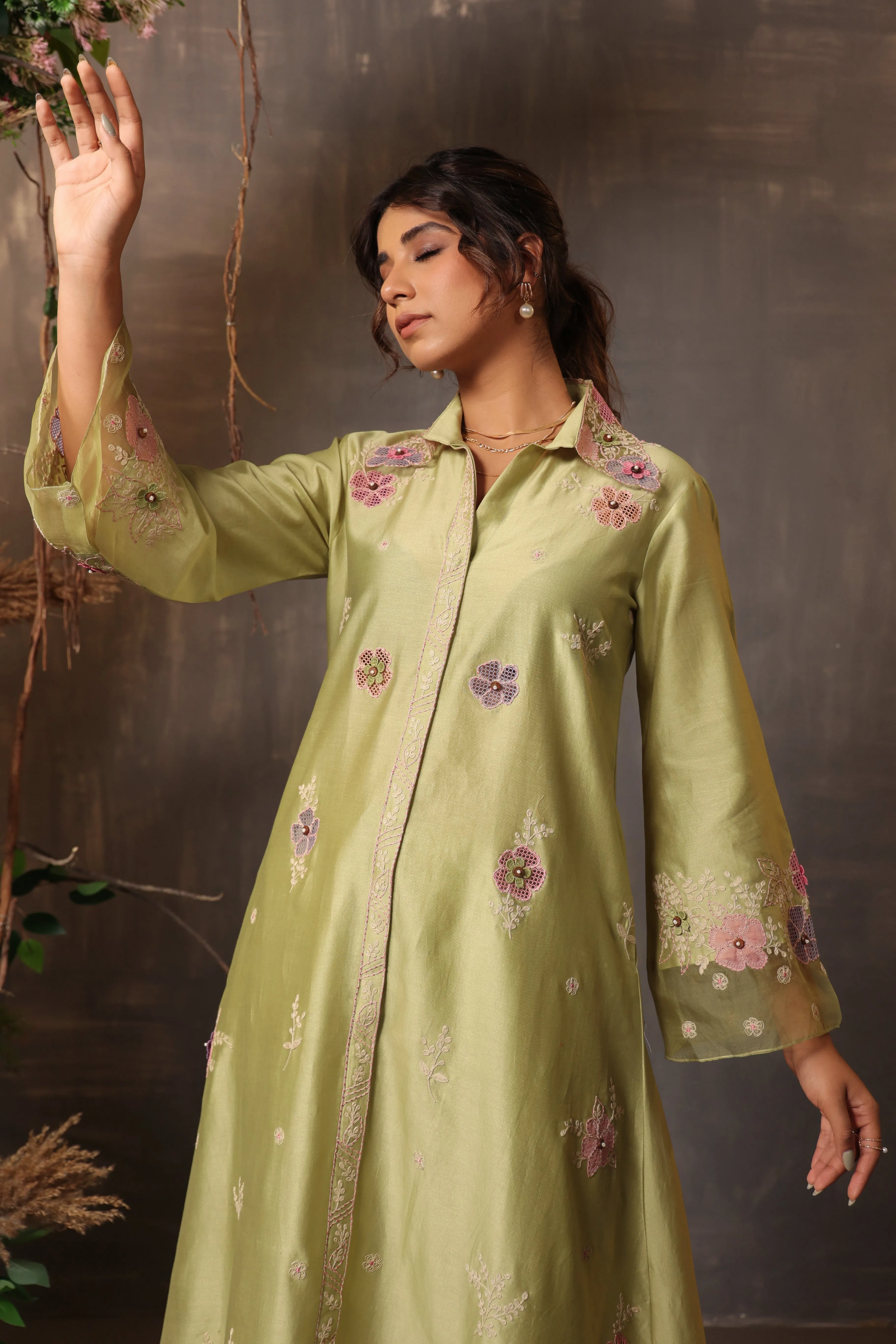 Gulshan Long Co-ord Set Mint Green