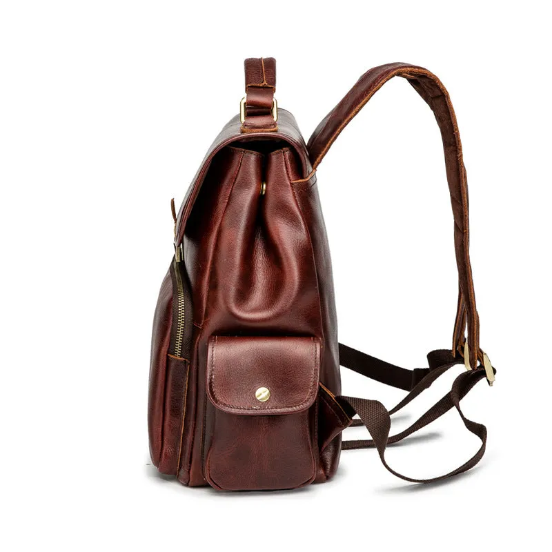 Handmade Cowhide Leather Laptop Backpack