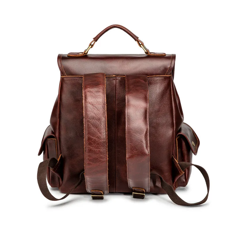 Handmade Cowhide Leather Laptop Backpack