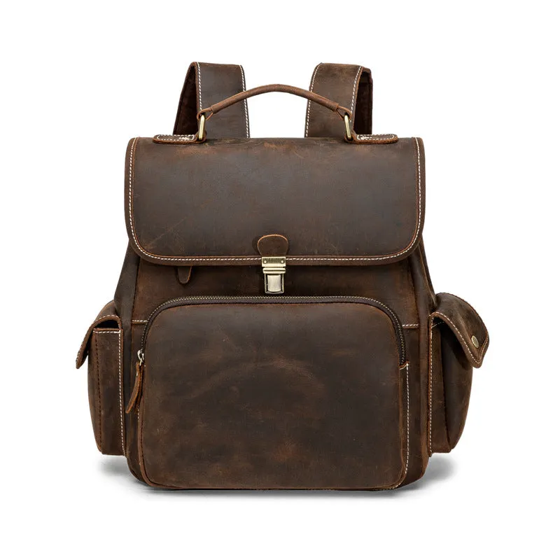 Handmade Cowhide Leather Laptop Backpack