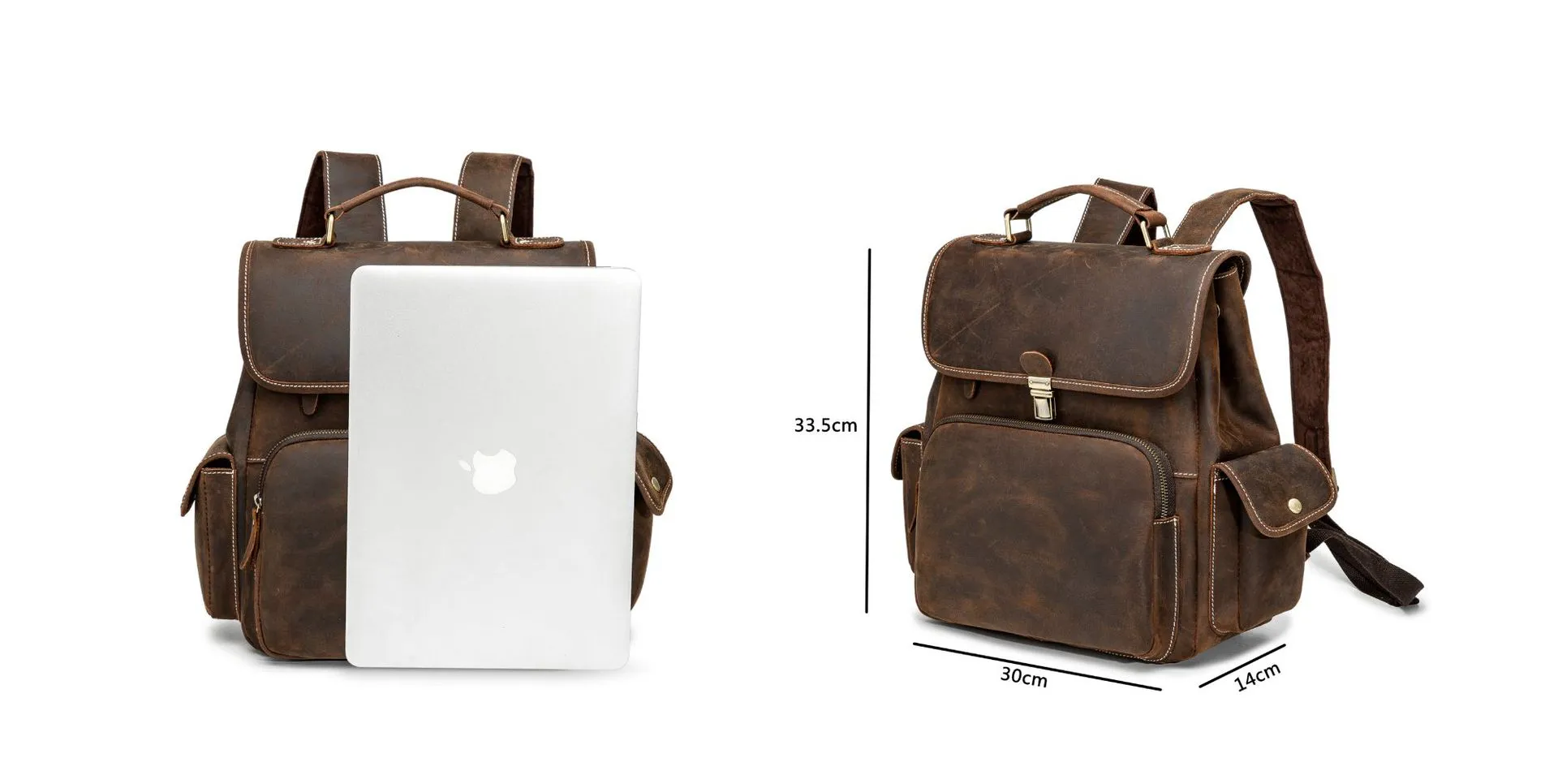 Handmade Cowhide Leather Laptop Backpack