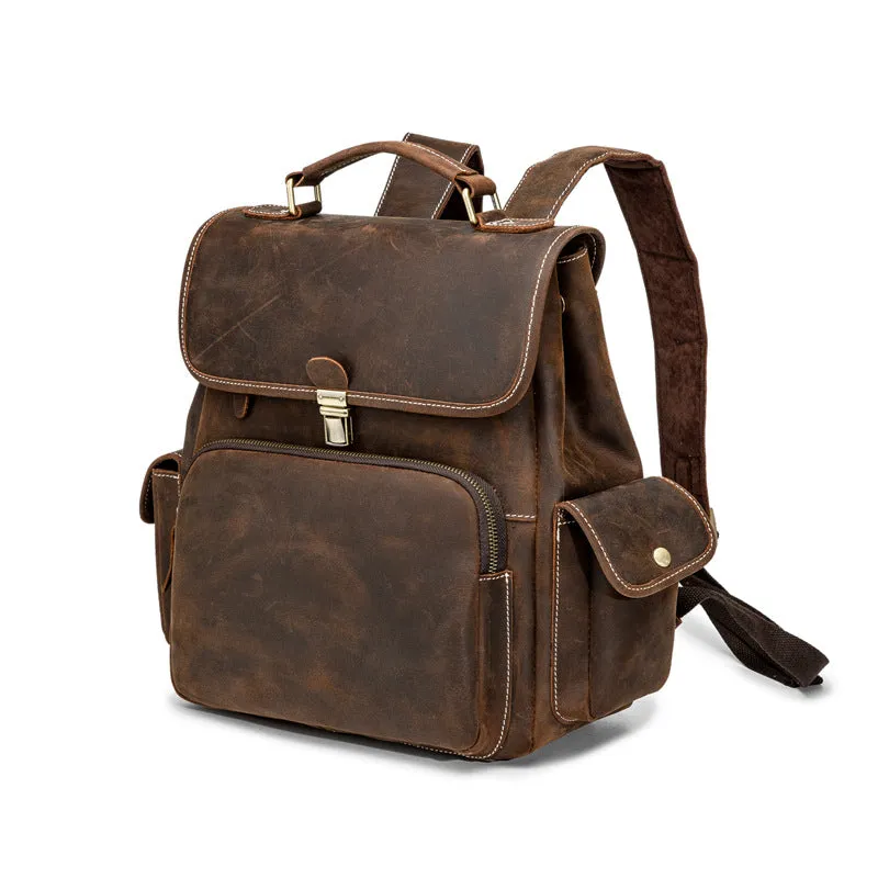 Handmade Cowhide Leather Laptop Backpack