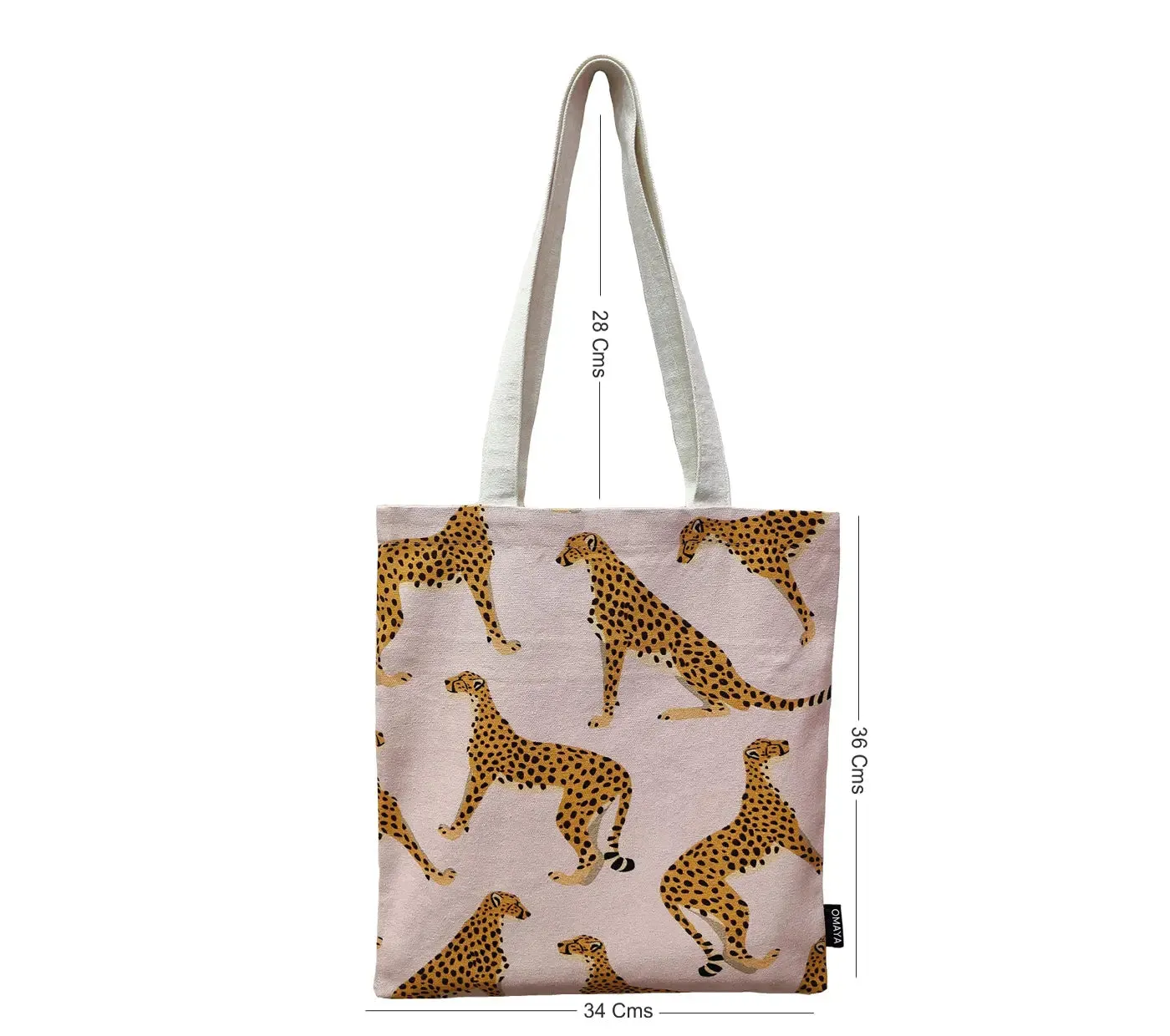 House of Omaya Leopard Print Canvas Tote Bag 34x36 cm.