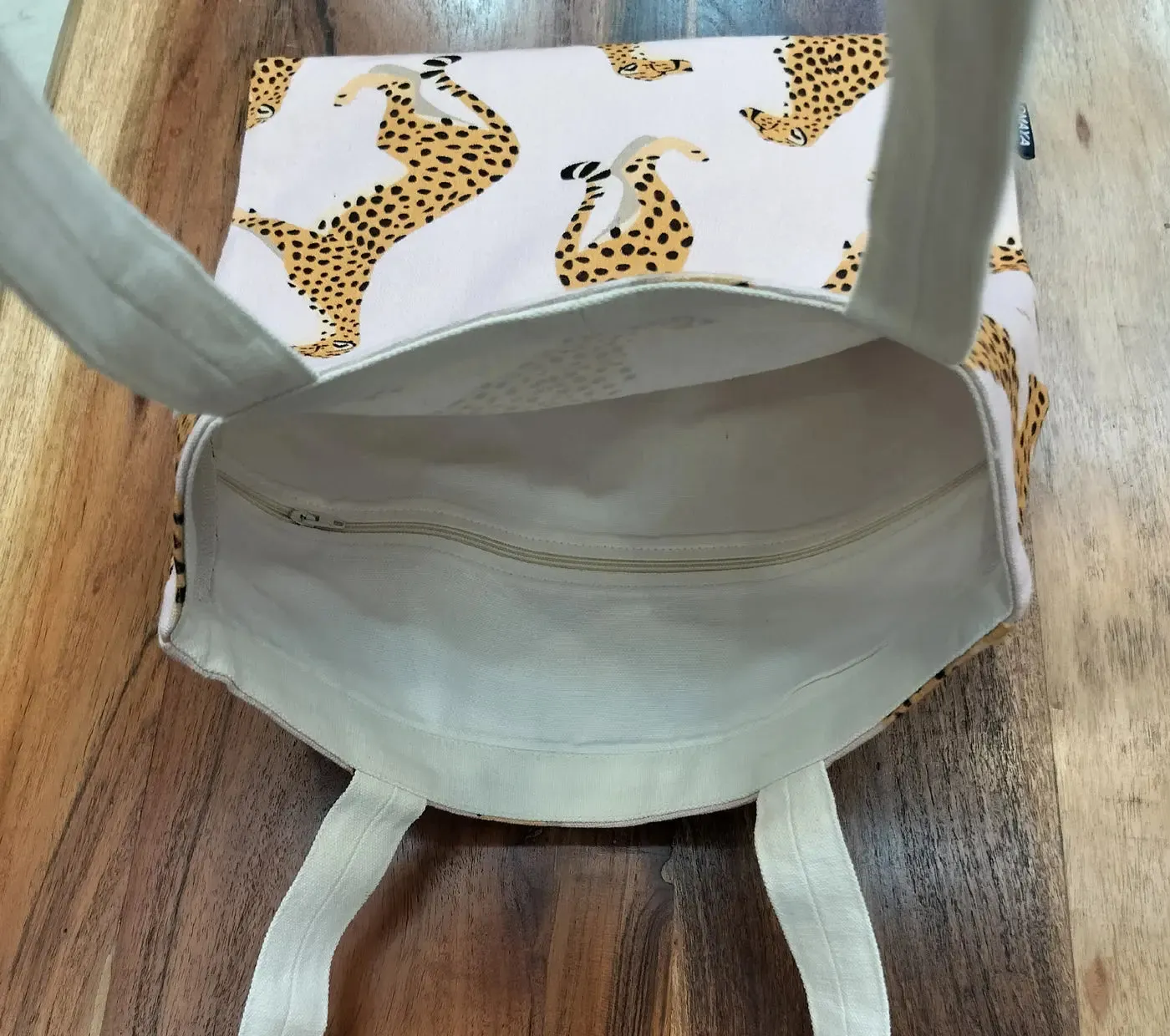 House of Omaya Leopard Print Canvas Tote Bag 34x36 cm.