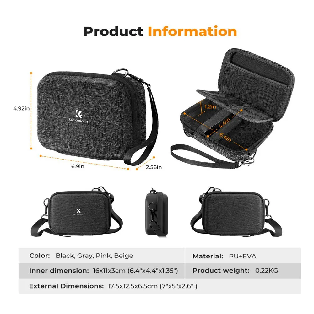 K&F Concept 1 Liter Protective Camera Case Waterproof Sling Storage Bag Shock Resistant for Camera and Other Photography Accessories | Black, Dark Grey