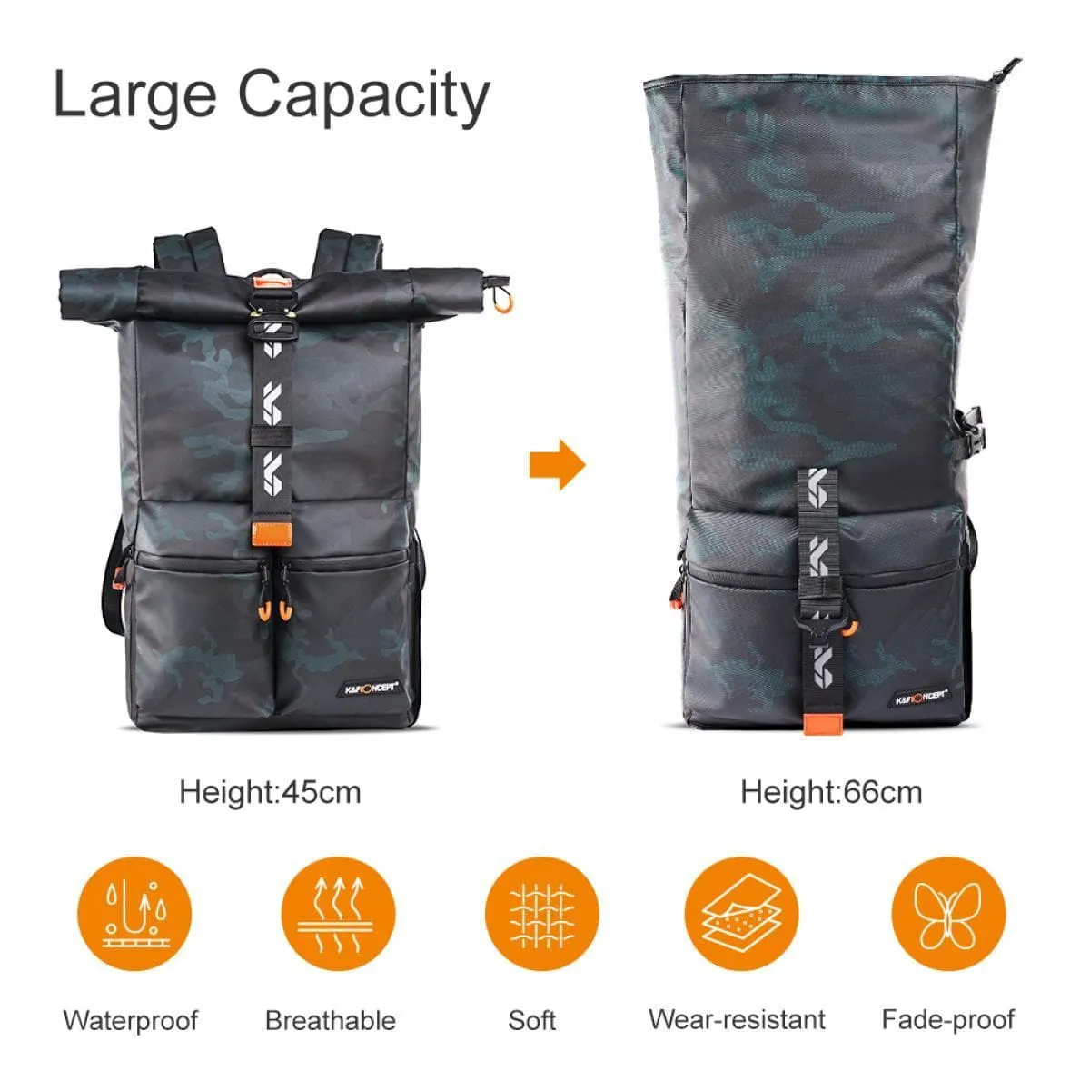 K&F Concept K&F Concept Camera Backpack Waterproof Photography15&quot; Laptop Compartment for SLR/DSLR Camera, Lens and Accessories with Rain Cover