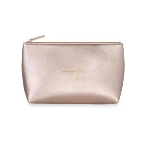 Katie Loxton Make Up Bag You Glow Girl Metallic Rose Gold