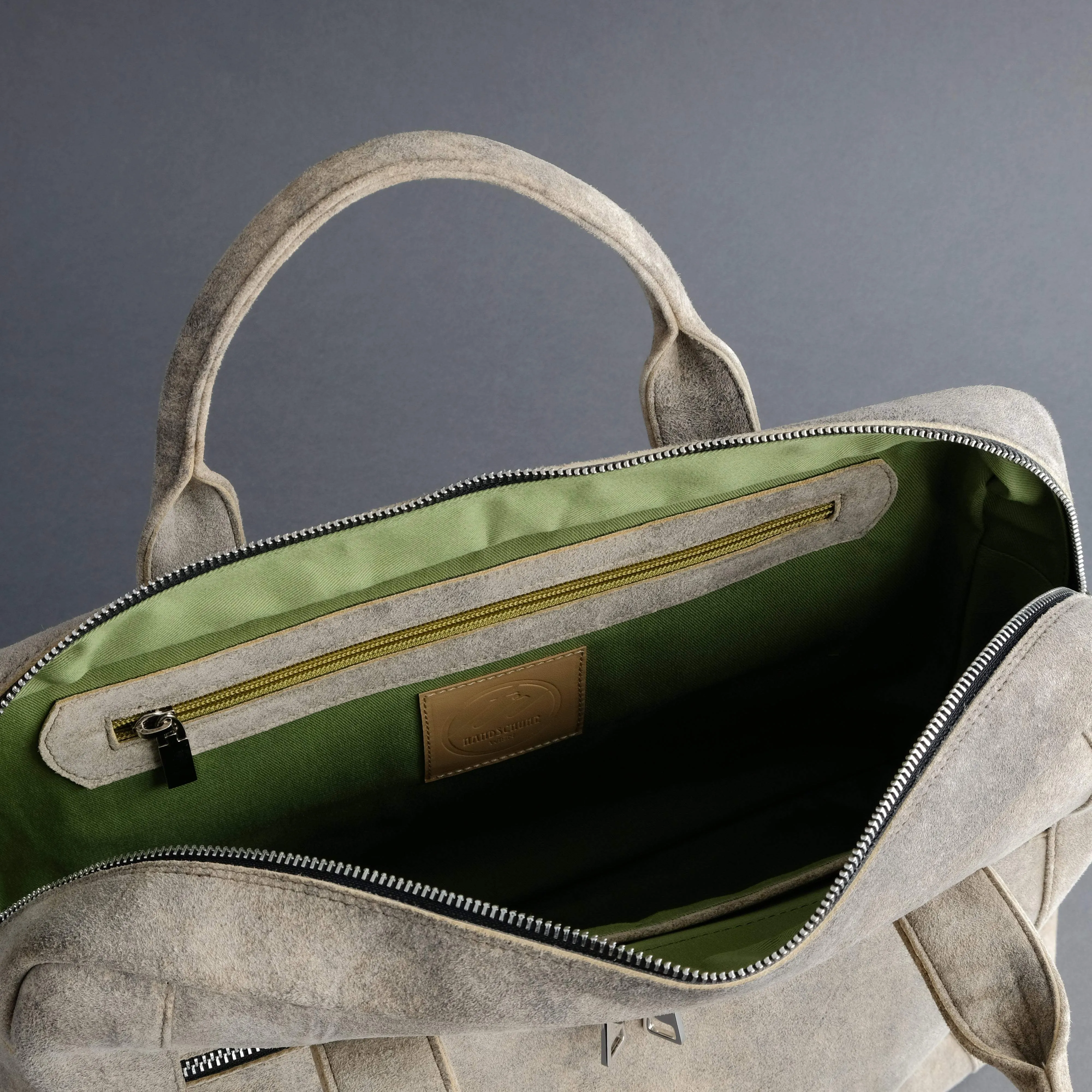 Laptop Carrying Bag Made From Desert Sand Goatskin Suede