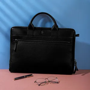 Laptop Sleeve V | Leather Laptop Bag for Men | Size: 15.6 Inches | Color: Black