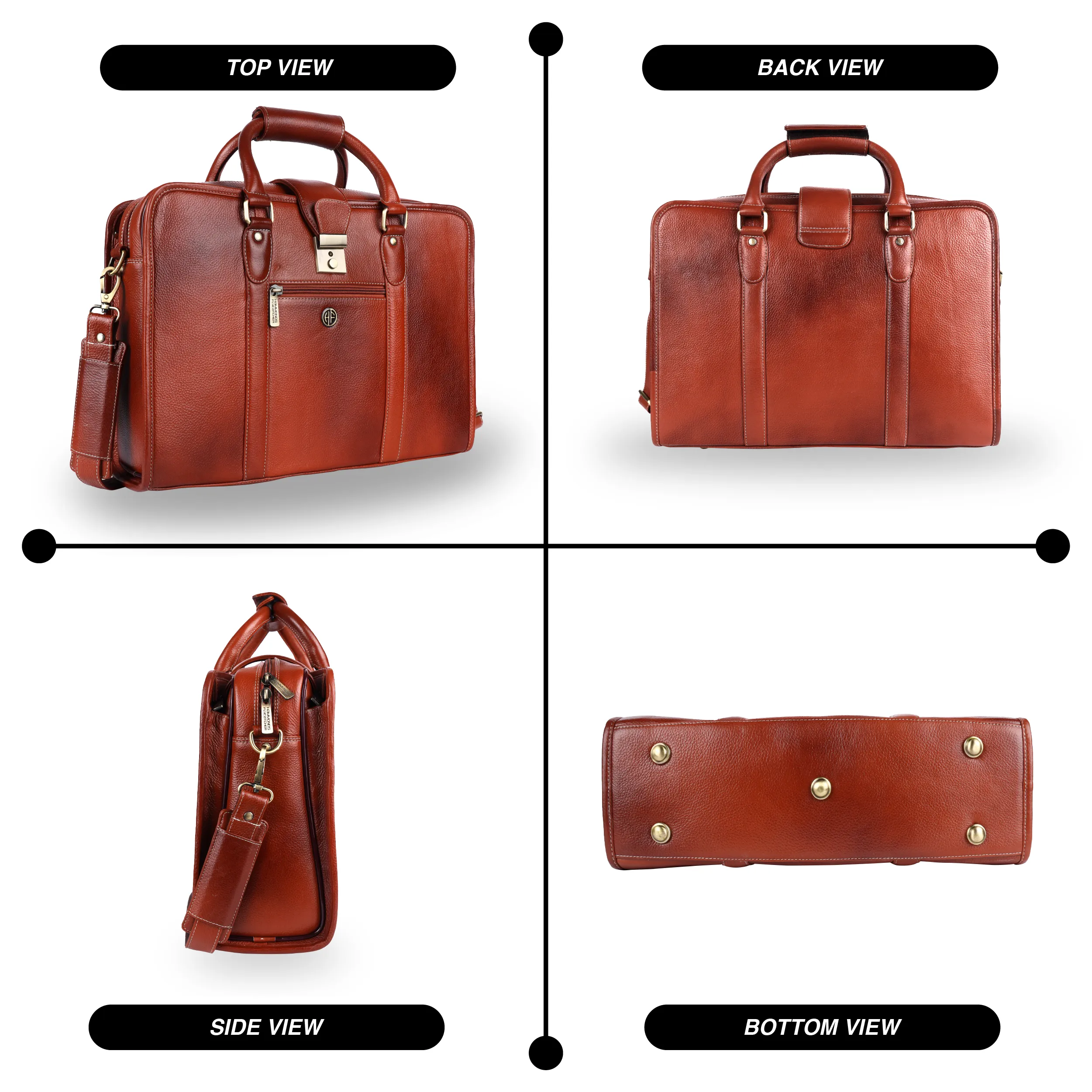 Leather Luxury Laptop Bag For Men With Adjustable & Removable Shoulder Strap