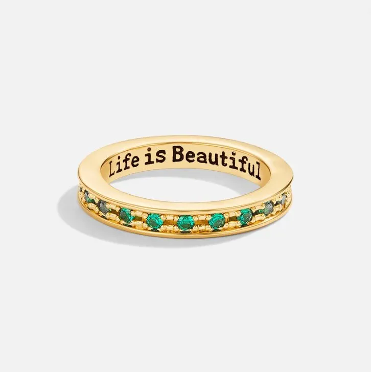 `Life Is Beautiful` Emerald Ring