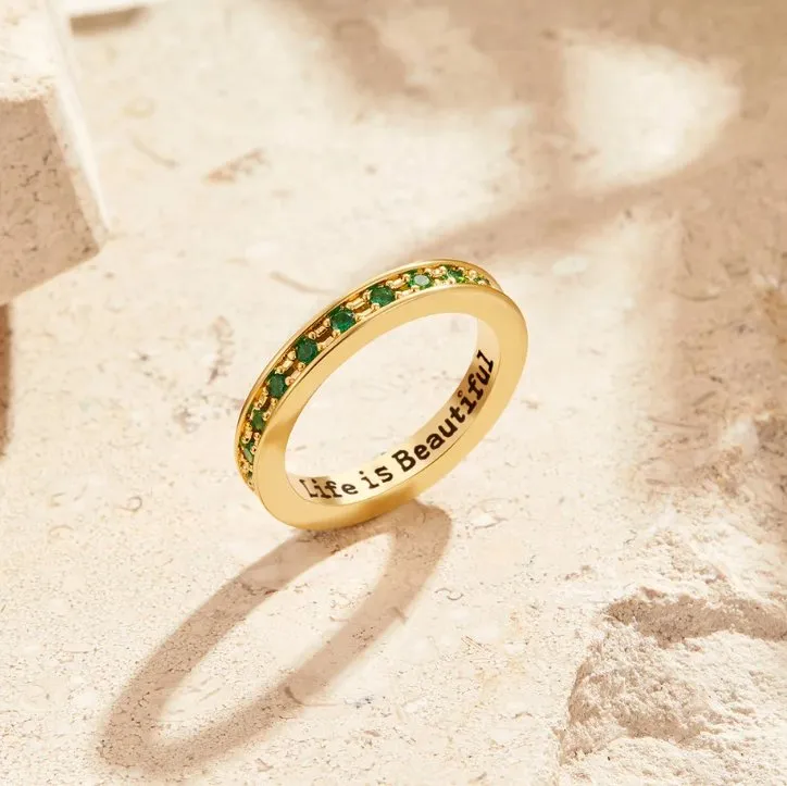 `Life Is Beautiful` Emerald Ring